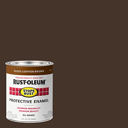 Rust-Oleum Stops Rust Gloss Brush On PaintRust-Oleum 7775502 Stops Rust Brush On Paint, Quart, Gloss Leather Brown, 1 Quarts (Pack of 1)