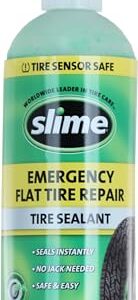 Slime 10011 Flat Tire Puncture Repair Sealant, Emergency Repair for highway vehicles, suitable for Cars/Trailers, Non-toxic, eco-friendly, 16 oz bottle