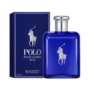 RALPH LAUREN FRAGRANCES Polo Blue - Eau de Toilette - Men's Cologne - Aquatic & Fresh - With Citrus, Sage, and Suede - Medium Intensity - 4.2 Fl Oz