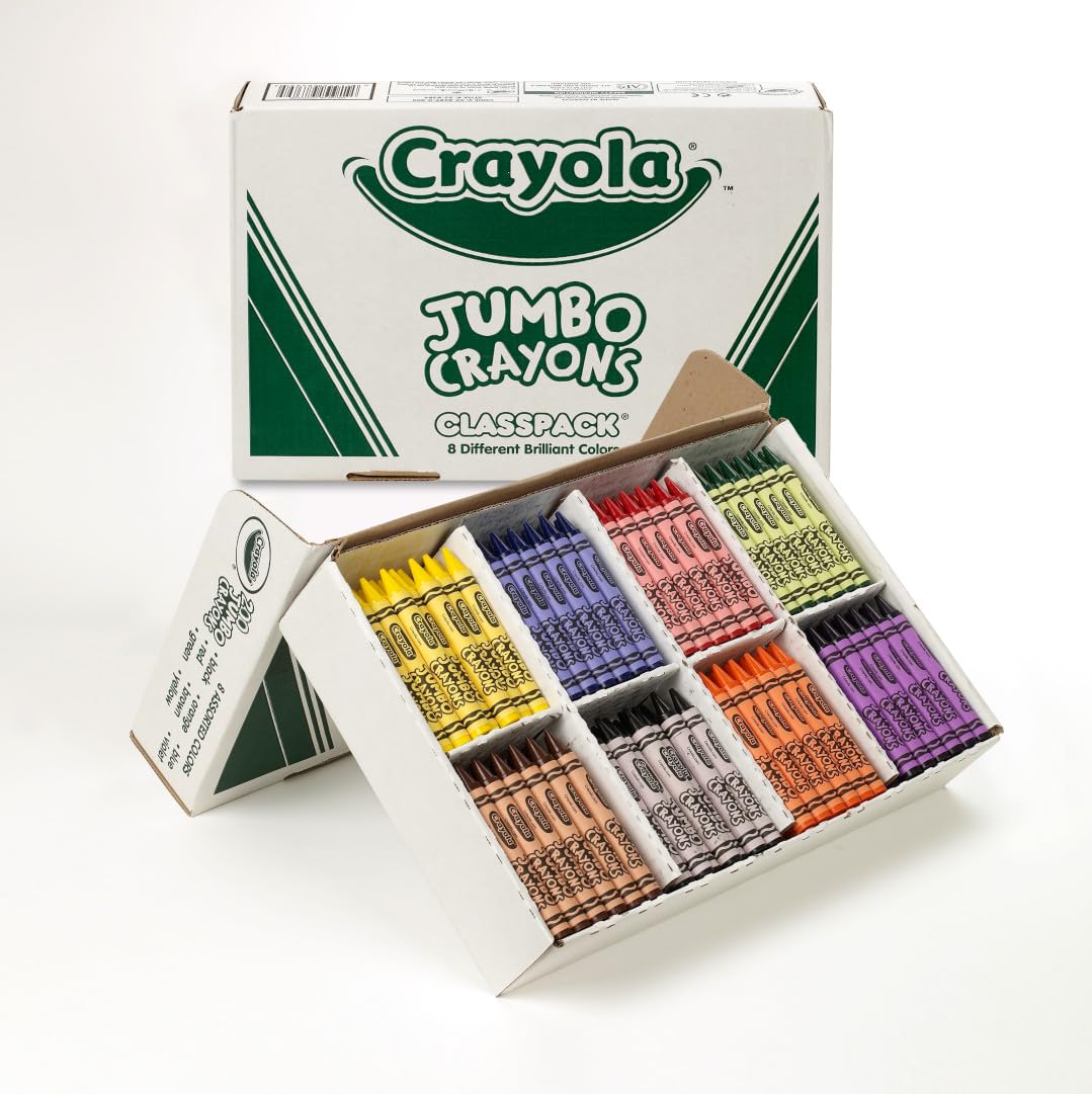 Crayola Jumbo Crayons Classpack, 200 Count, Toddler Crayons, Bulk School Supplies For Teachers, 8 Colors