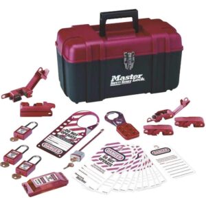 master lock 1457e410ka lockout tagout group lockout kit, red