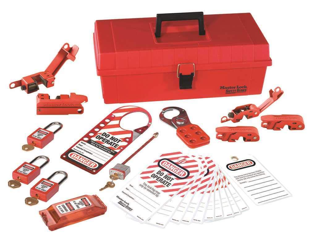 Master Lock 1457E410KA Lockout Tagout Group Lockout Kit, Red