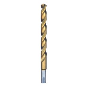 bosch ti2155 1-piece 7/16 in. x 5-1/2 in. titanium nitride coated metal drill bit with 3/8 in. reduced shank for applications in heavy-gauge carbon steels, light gauge metal, hardwood