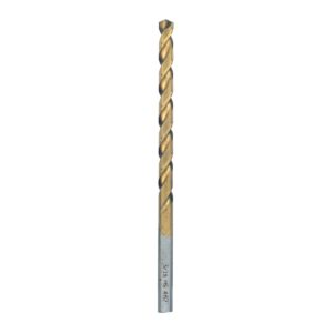 BOSCH TI2139 1-Piece 3/16 In.x 3-1/2 In. Titanium Nitride Coated Metal Drill Bit with 3/8 In. Reduced Shank for Applications in Heavy-Gauge Carbon Steels, Light Gauge Metal, Hardwood