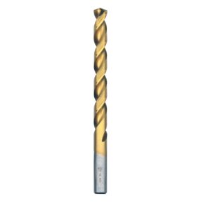 bosch ti2151 1-piece 3/8 in. x 5 in. titanium nitride coated metal drill bit with 3/8 in. reduced shank for applications in heavy-gauge carbon steels, light gauge metal, hardwood