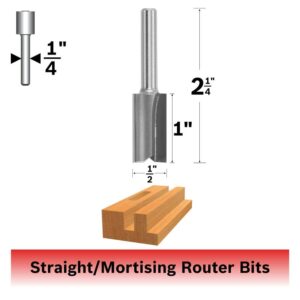 BOSCH 85227M 1/2 In. x 1 In. Carbide Tipped 2-Flute Straight Bit