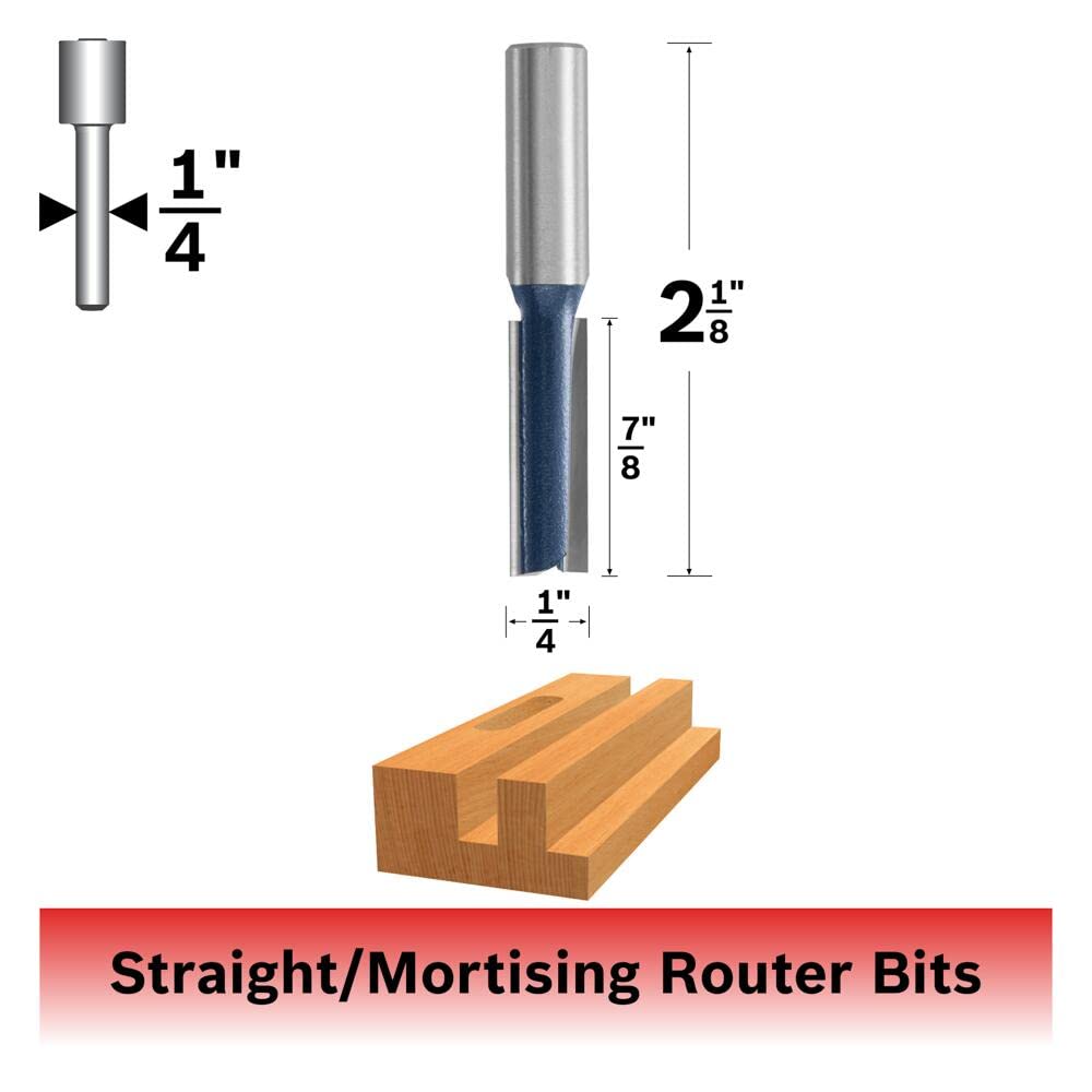 BOSCH 85250M 1/4 In. x 7/8 In. Carbide Tipped 2-Flute Straight Bit