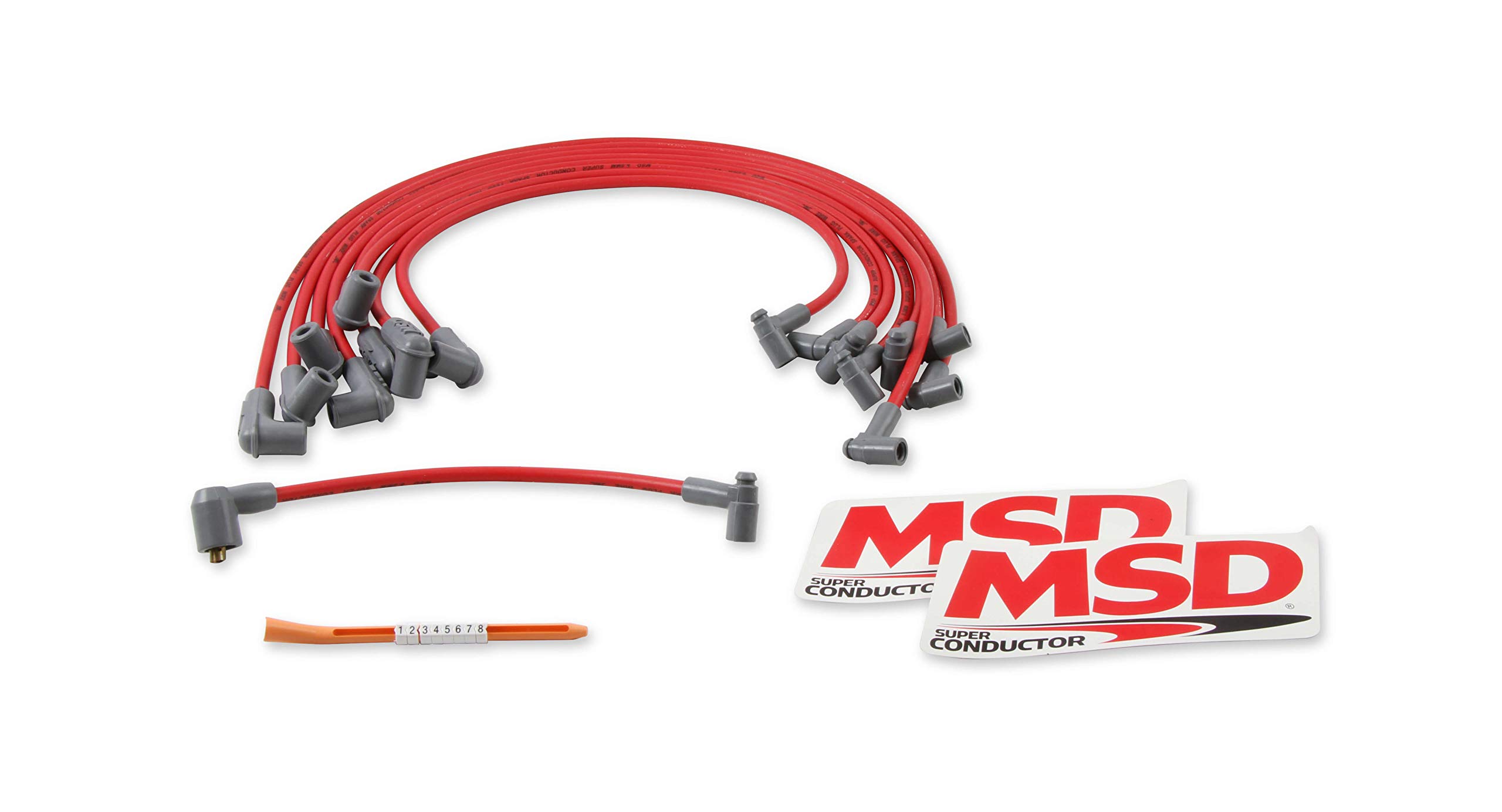 MSD 35599 Super Conductor 8.5mm Spark Plug Wire Set, Small Block Chevy for use with HEI Cap