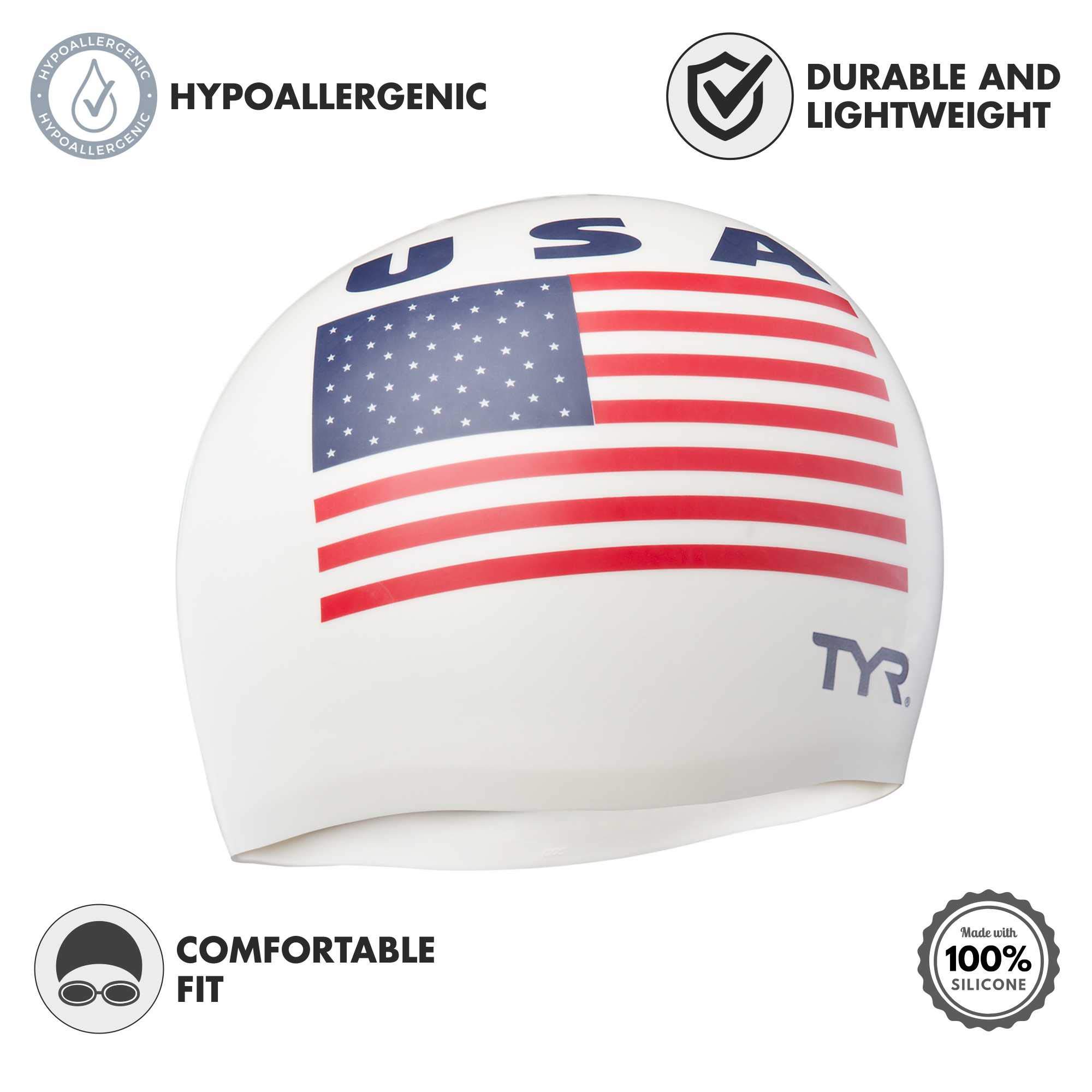 TYR USA Silicone Cap, White