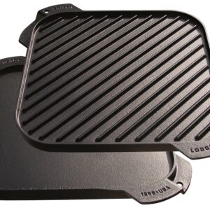 Lodge LSRG3 Cast Iron Single-Burner Reversible Grill/Griddle, 10.5-inch