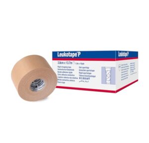 leukotape p adhesive strapping tape – for sports injuries, strains and sprains - 1.5 in x 15 yds, tan, (1 roll)