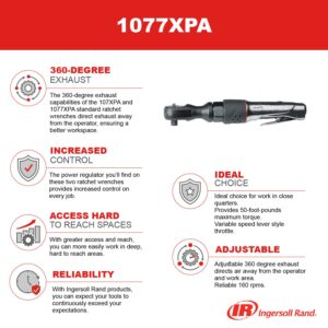 Ingersoll Rand 1077XPA 1/2" Air Ratchet Wrench, 54 ft-lb Torque, 160 RPM