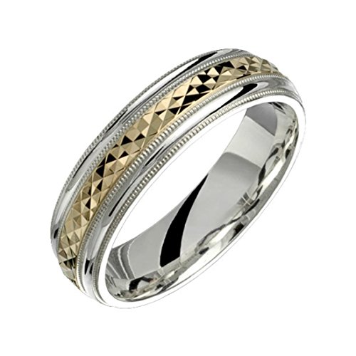 Alain Raphael 2 Tone Sterling Silver and 10k Yellow Gold 6 Millimeters Wide Wedding Band Ring