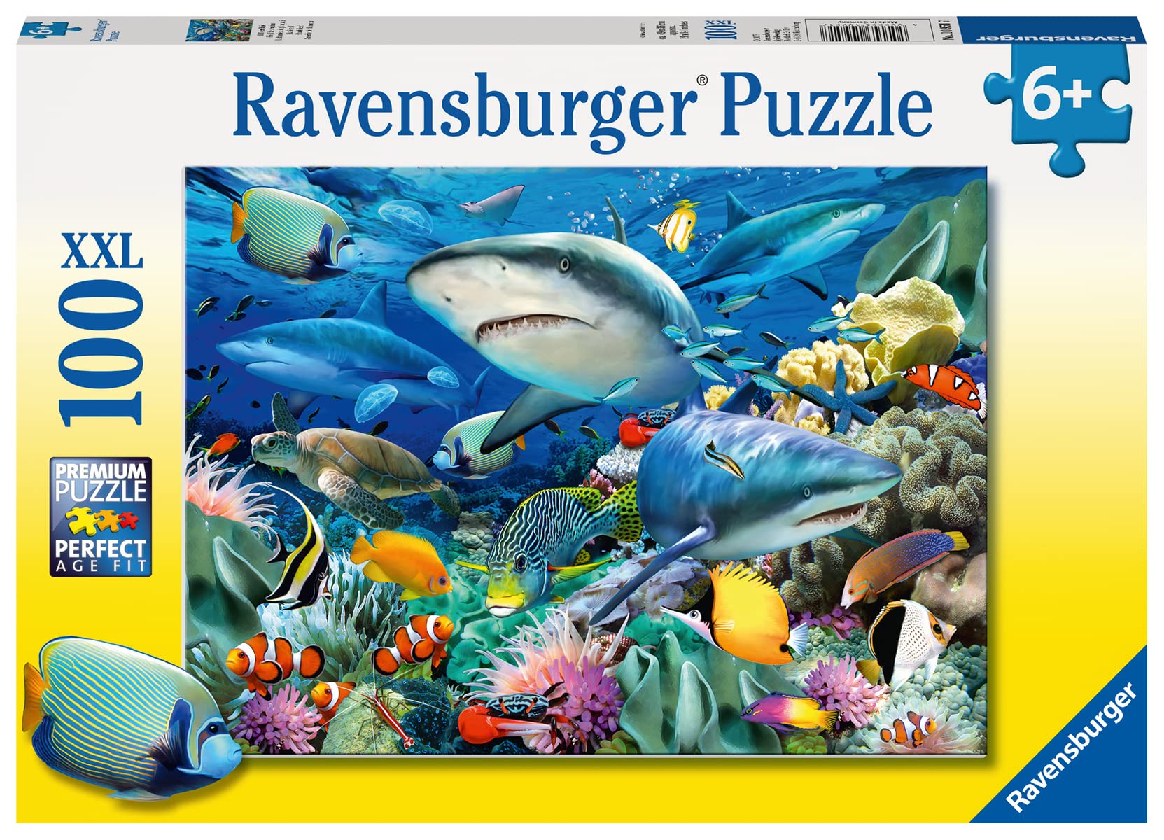 Ravensburger Shark Reef 100 Piece XXL Jigsaw Puzzle for Kids | Engaging Aquatic Themed Puzzle | Durable, Long Lasting Materials | Educational and Fun | Ideal for Ages 6-8