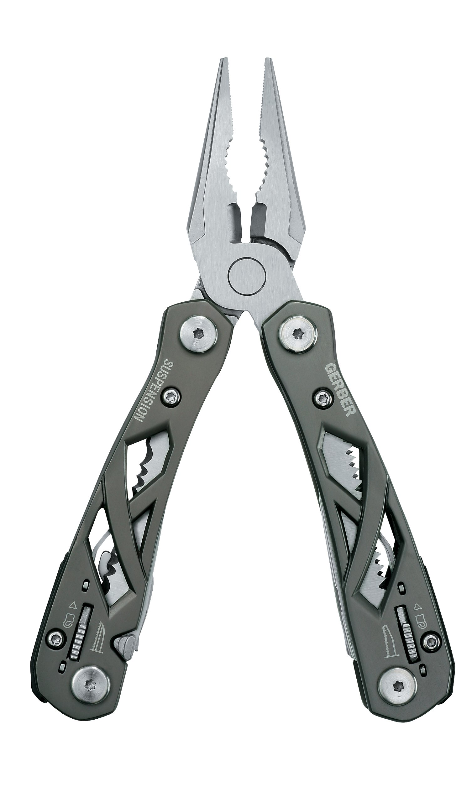 Gerber Gear Suspension 12-in-1 Needle Nose Pliers Multi-tool - Multi-Plier, Wire Cutter, Crosspoint and Flathead Screwdriver Set, Small Scissors - EDC Gear and Equipment - Gifts for Men - Gray