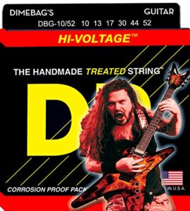 dr strings electric guitar strings, dimebag darrell signature, treated nickel-plated, 10-52