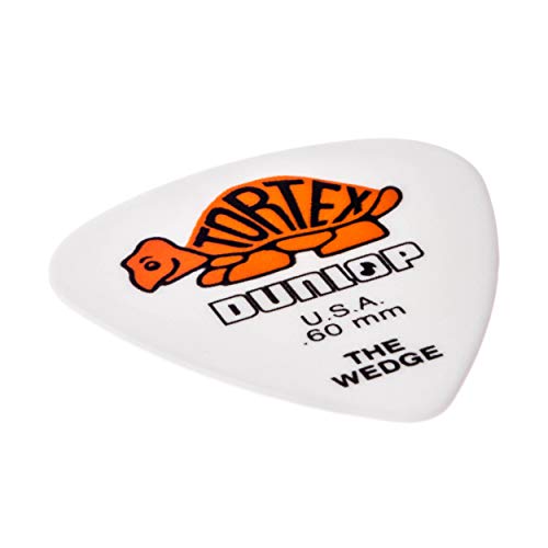 Dunlop Tortex® Wedge, White/Orange, .60mm, 12/Player's Pack