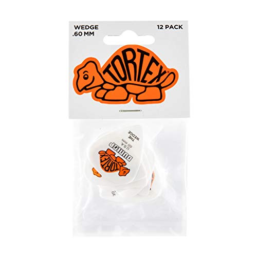 Dunlop Tortex® Wedge, White/Orange, .60mm, 12/Player's Pack