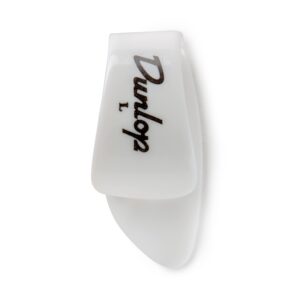 jim dunlop 9013r white plastic thumbpicks, left handed, large, 12/bag