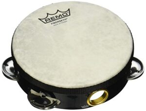 remo fiberskyn tambourine - quadura black, 6"