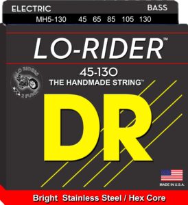 dr strings lo-rider - stainless steel hex core 5 string bass 45-130