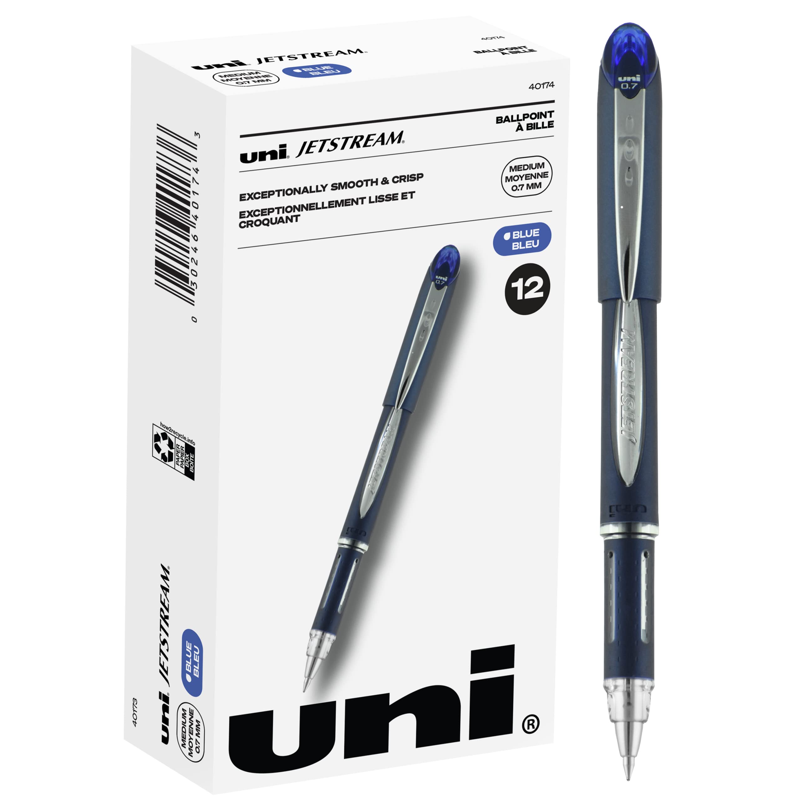 Uniball Jetstream Stick Pen 12 Pack, 1.0mm Medium Blue Pens, Wirecutter Best Pen, Ballpoint Pens, Ballpoint Ink Pens | Office Supplies, Ballpoint Pen, Colored Pens, Fine Point, Smooth Writing Pens