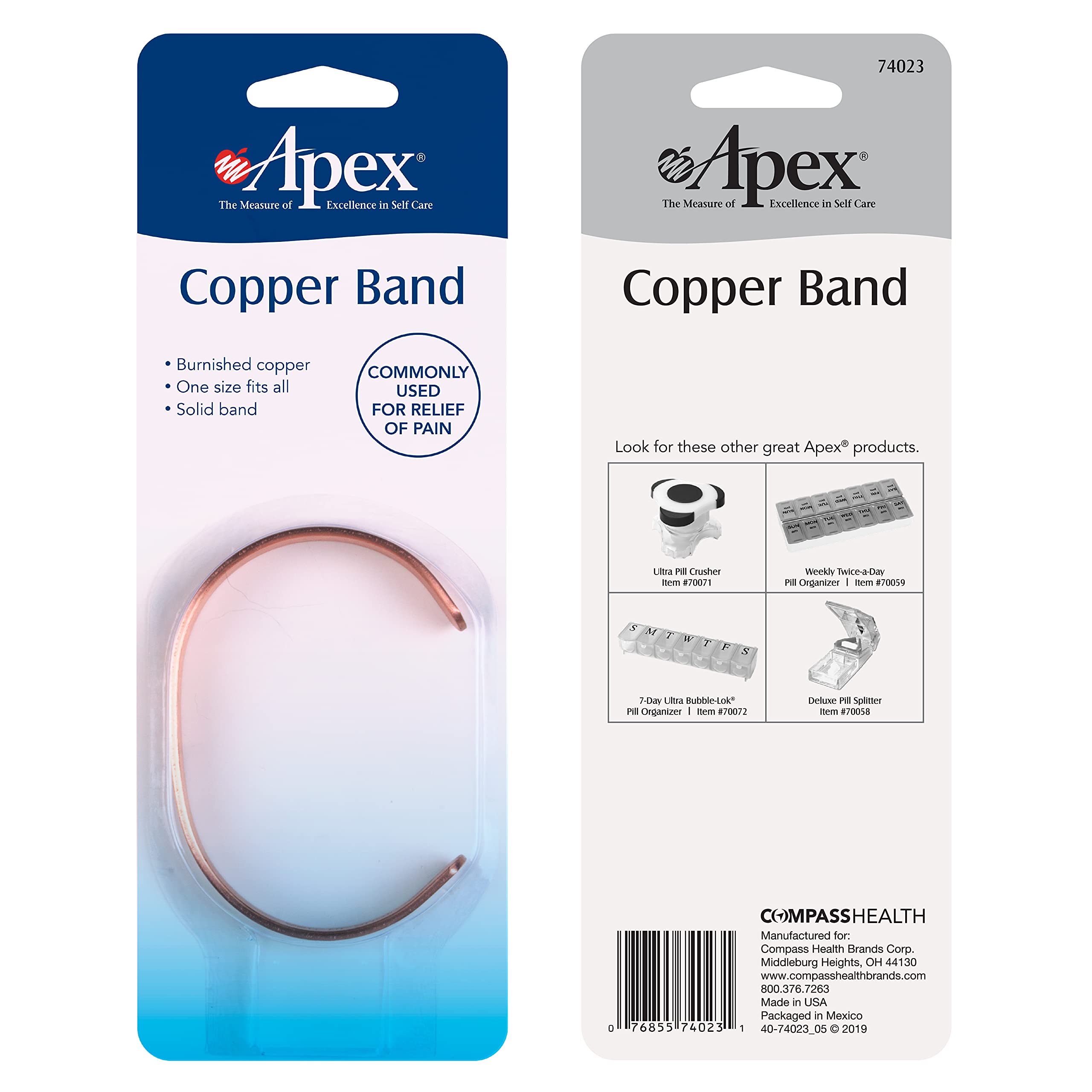 Apex Copper Bracelet, Solid Band