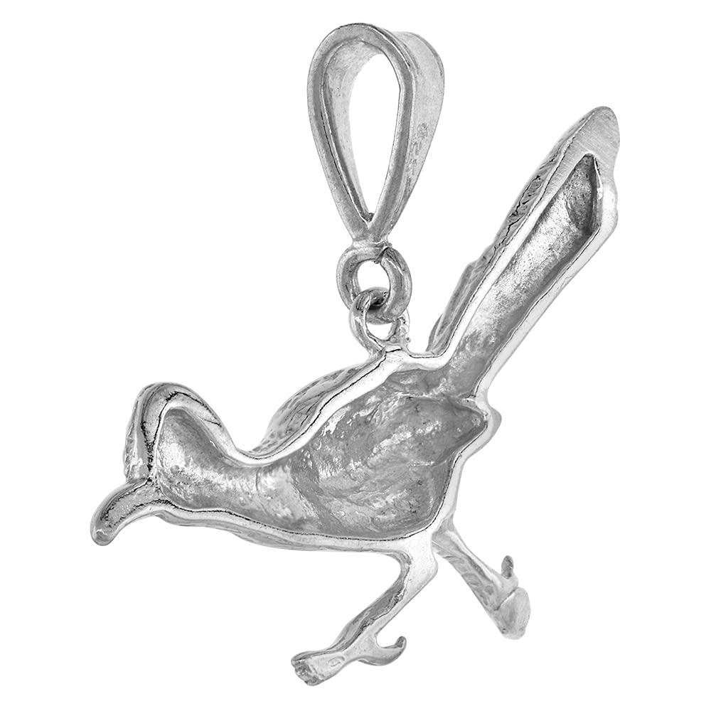 Sterling Silver Roadrunner Pendant, 1 3/4 inch wide