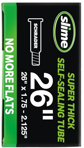 Slime 30081 Bike Inner Tube with Slime Puncture Sealant, Super Thick, Extra Strong, Self Sealing, Prevent and Repair, Schrader Valve, 26" x 1.75-2.125"