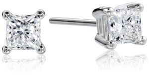 amazon collection igi certified platinum princess diamond stud earrings (1/2 cttw, g-h color, vs2 clarity)