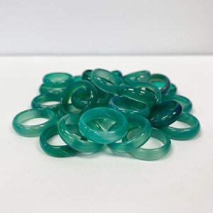 Green Agate Gemstone 5mm Unisex Band Ring Size 7.5