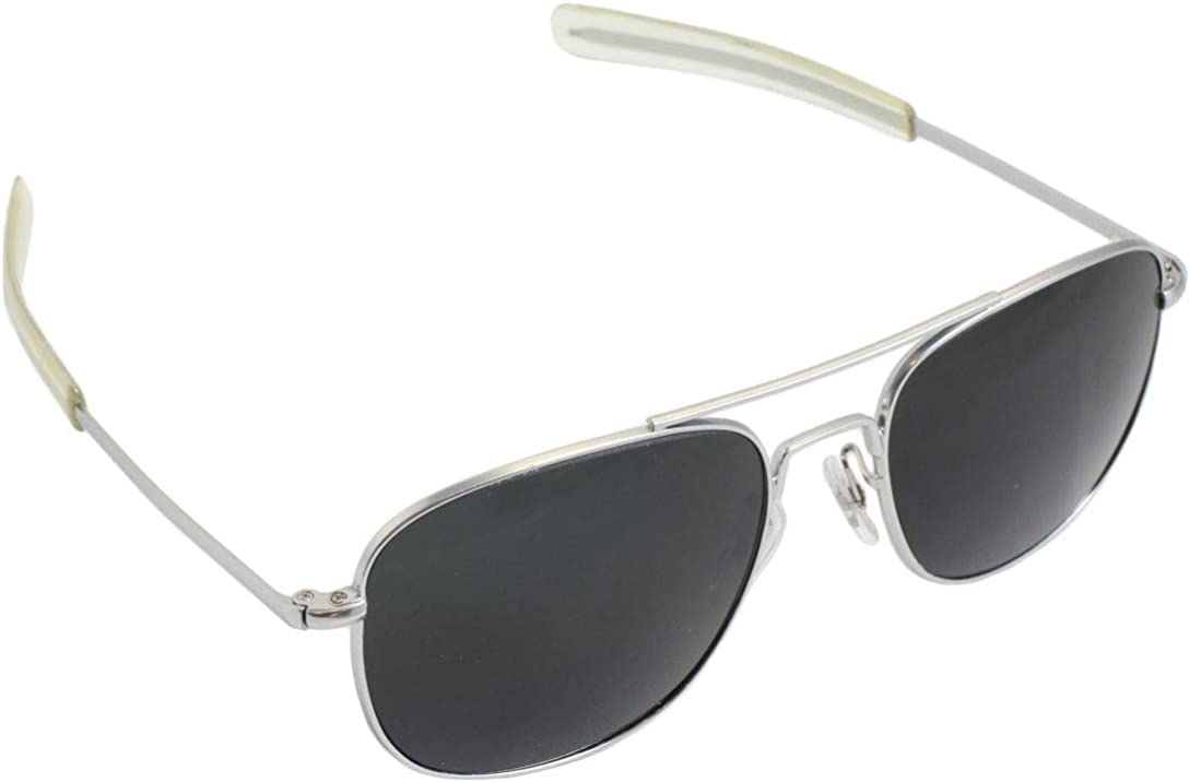 Humvee CampCo Pilot Sunglasses - Polarized Aviator Sunglasses Bayonette, 57mm, Matte Silver Frame, Gray Polarized Lens