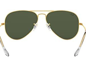 Ray-Ban RB3025 Classic Aviator Sunglasses, Gold/G-15 Green, 62 mm