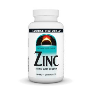 source naturals zinc, amino acid chelate - dietary supplement - 250 tablets