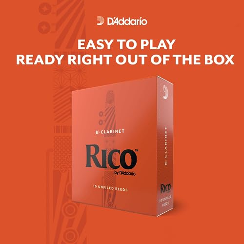 Rico Bb Clarinet Reeds - Reeds for Clarinet - Thinner Vamp Cut & Unfiled for Ease of Play, Traditional Blank for Clear Sound - Clarinet Reeds 3 Strength, 3-Pack