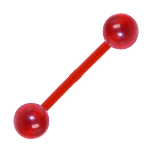 body candy bioplast red acrylic ball barbell tongue ring