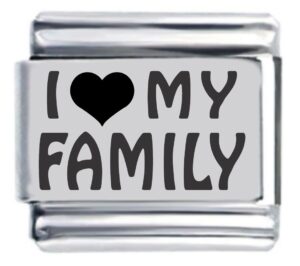 i heart my family laser etched italian charm