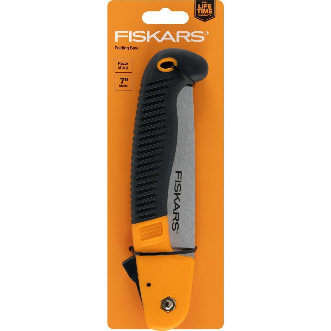 Fiskars Hand Saw, Folding Saw with Power Tooth Saw Blade with Triple Ground Teeth that Powers Through Wood Faster, Soft Grip 7-Inch Pruning Saw