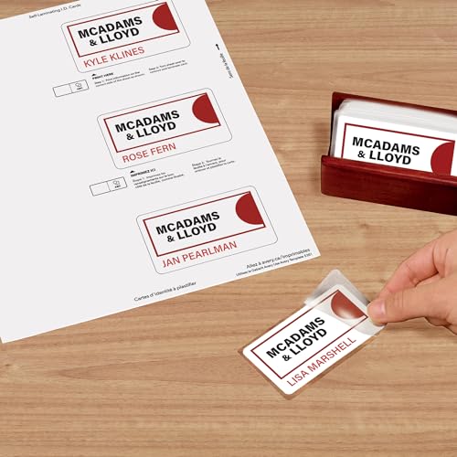 Avery Customizable Self-Laminating ID Cards, 2.25" x 3.5", White Printable Inserts, 30 Laminated ID Cards (5361)