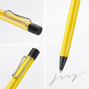 Lamy safari yellow - Ballpoint Pen with ergonomic grip & line width M - for pleasant long writing - made of robust ASA plastic – including large capacity refill M 16 in blue