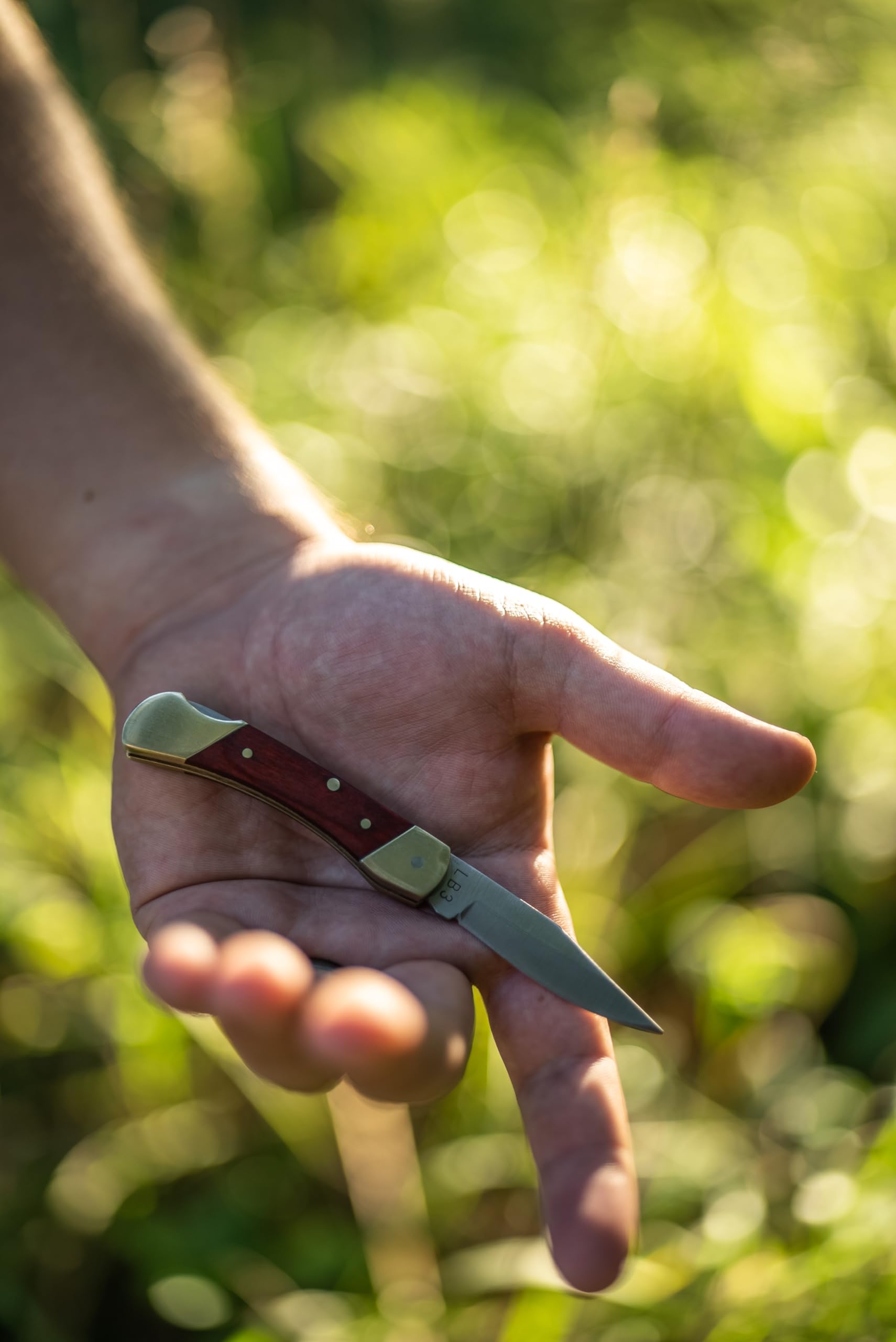 Uncle Henry LB3 Brown Bear 5.1in High Carbon S.S. Folding Knife with a 2.2in Clip Point Blade and Wood Handle for Outdoor Survival, Camping and Hunting