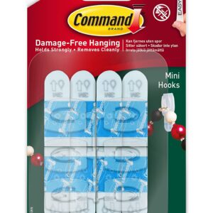 Command 17006H Outdoor Mini Hooks with Adhesive Strips- Outdoor Small Comand Hooks for Hanging decorations and other Light Items Damage Free