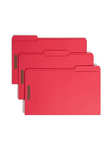 Smead Fastener File Folder, 2 Fasteners, Reinforced 1/3-Cut Tab, Legal Size, Red, 50 per Box (17740)