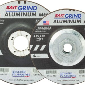 United Abrasives-SAIT 20162 A46N Aluminum Grinding Wheel (Type 27/Depressed Center) 4 1/2" x 1/4" x 5/8-11", 10-Pack