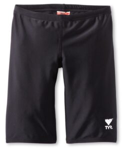 tyr boys' solid jammer swim suit,black,22