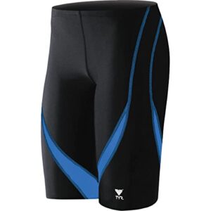 tyr men's standard alliance splice jammer swimsuit, black/blue, 36