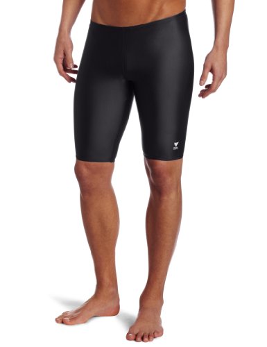 TYR Sport Men's Solid Jammer Swim Suit,Black,34