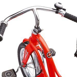 Schwinn Roadster Bike for Toddler, Kids Classic Tricycle, Low Positioned Steel Trike Frame with Bell and Handlebar Tassels, Rear Deck Made of Genuine Wood, for Boys and Girls Ages 2-4 Year Old, Red