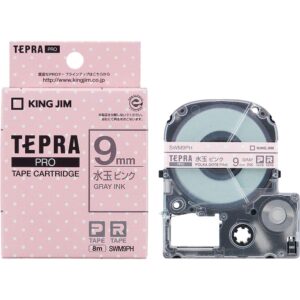 kingjim swm9ph tepra pro tape cartridge, patterned label, 0.3 inches (9 mm), polka dot, pink/gray letters, length 3.9 ft (8 m)