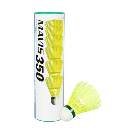 YONEX Mavis 350 Nylon Badminton Shuttlecocks (Yellow, Slow Speed) | Durable Performance